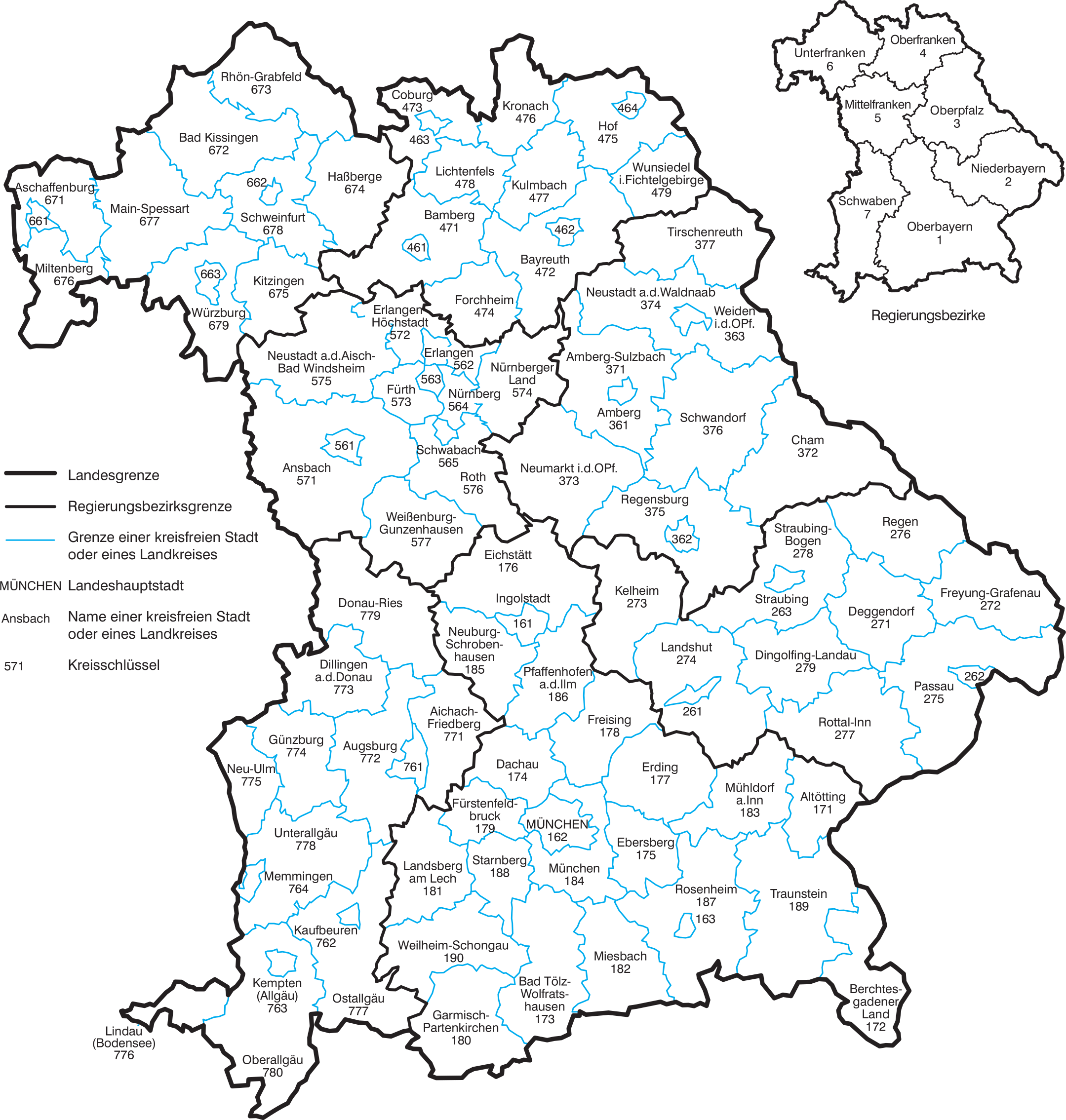 Darstellung der Kreise zur Europawahl 2024